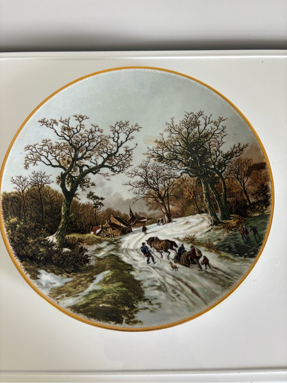 Vintage 1980’s Picture Decorative Plate Koekkoek Landscape in Winter